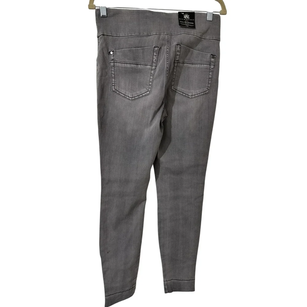 3643) Rock & Republic Gray Stone Wash Fever Midrise Pullon Denim Jeggings 8 M - Picture 2 of 10